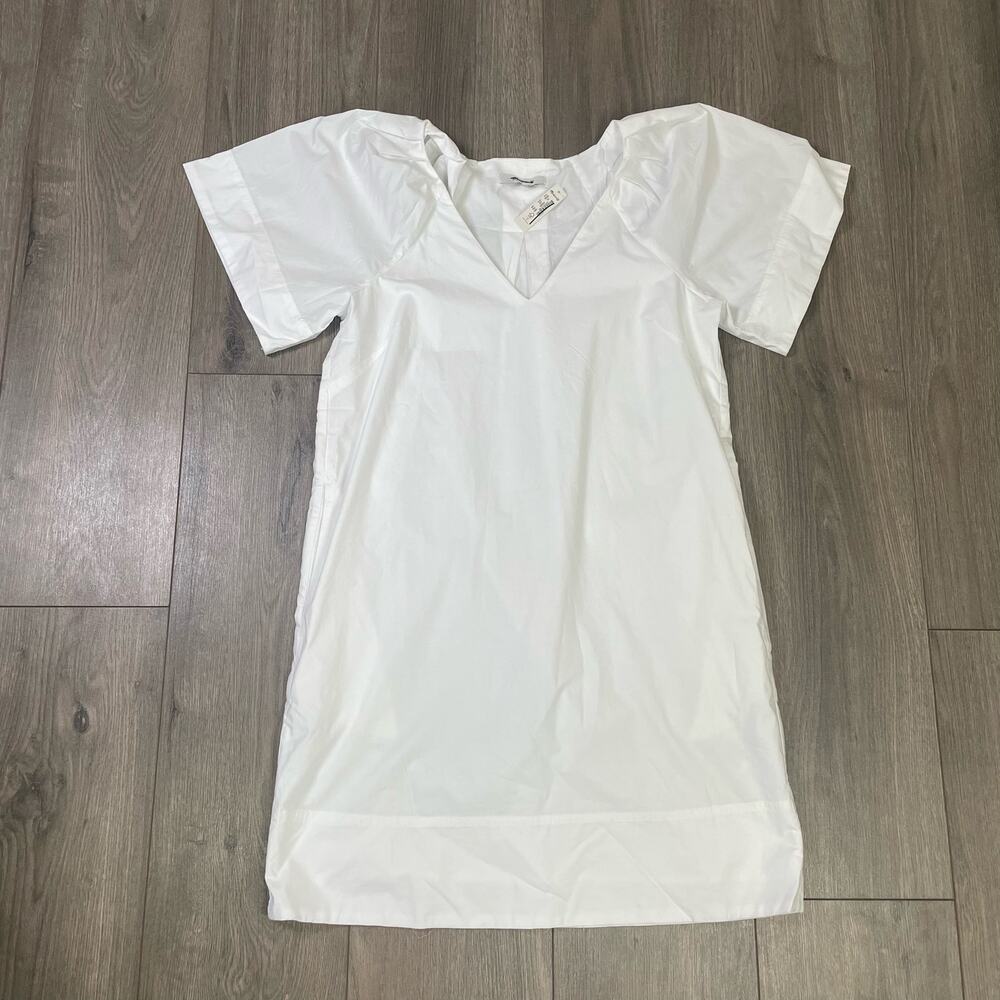 Madewell V Neck Mini Short Sleeve Trendy Going Out Shirt Dress US Women's XS New - Picture 2 of 7